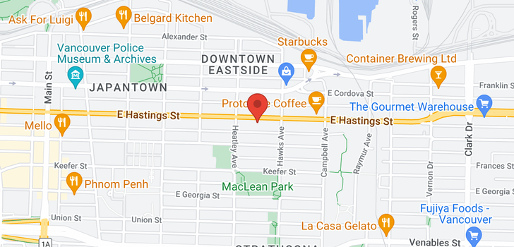 map of 748 E HASTINGS STREET